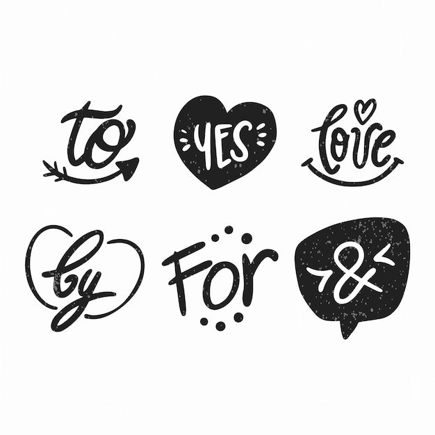 Elegantes símbolos y lemas para la colección de bodas