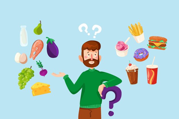 Elegir entre alimentos saludables o no saludables