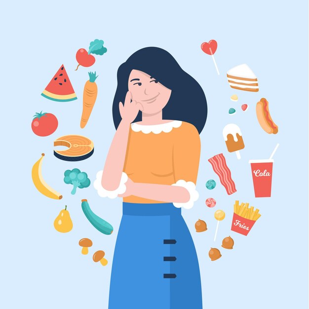 Elegir entre alimentos saludables o no saludables