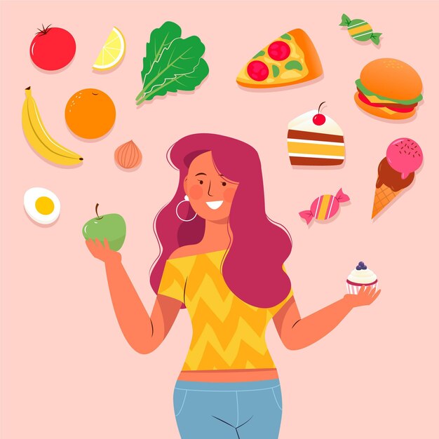 Elegir entre alimentos saludables o no saludables