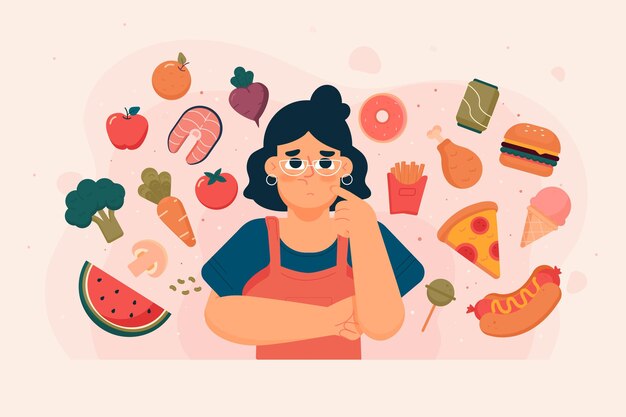 Elegir entre alimentos saludables o no saludables