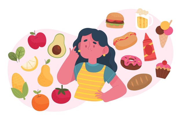 Elegir entre alimentos saludables o no saludables