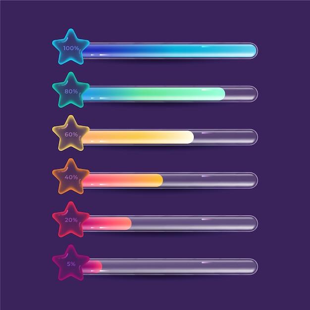 Elemento de barra de salud de videojuego gradiente