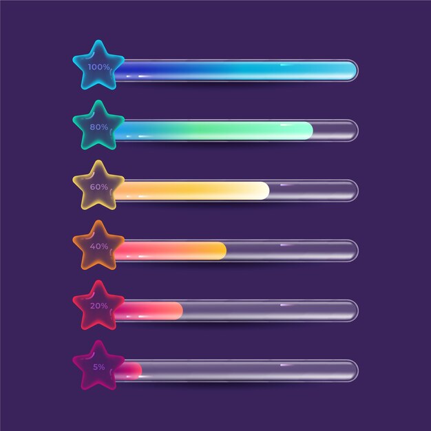 Elemento de barra de salud de videojuego gradiente