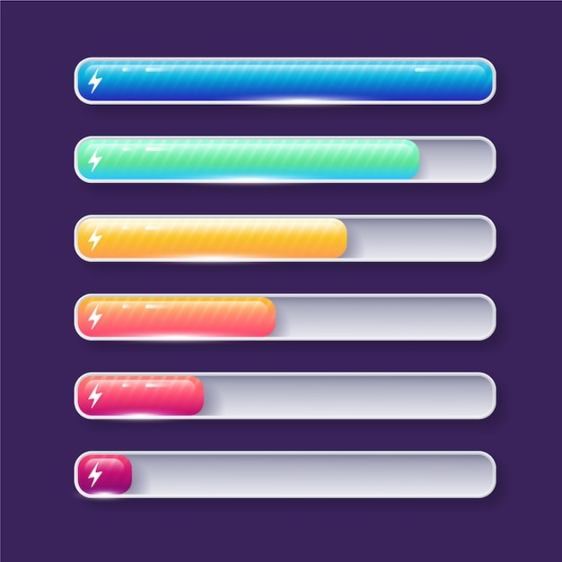 Elemento de barra de salud de videojuego gradiente