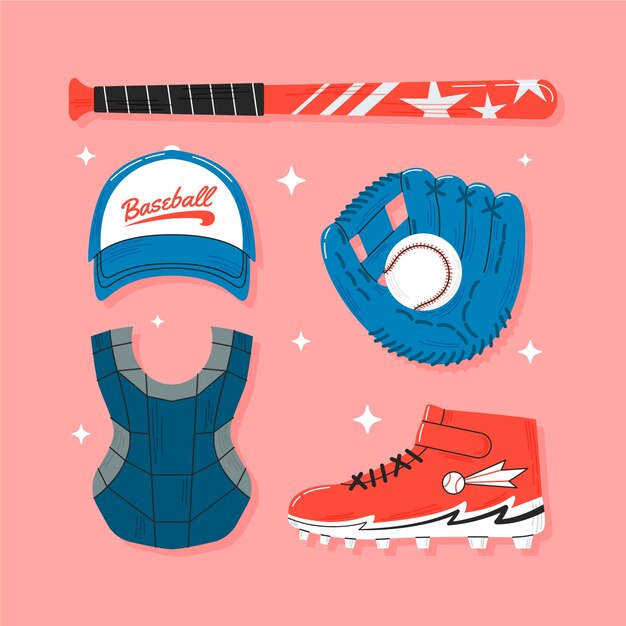 Elemento de béisbol dibujado a mano