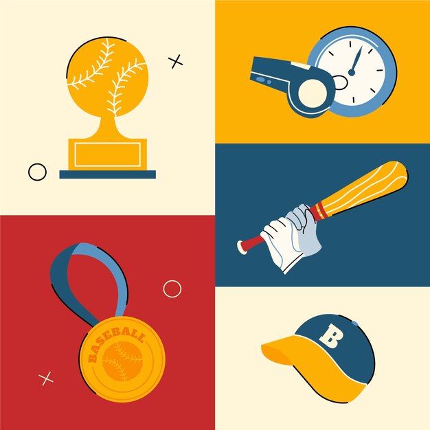 Elemento de béisbol dibujado a mano