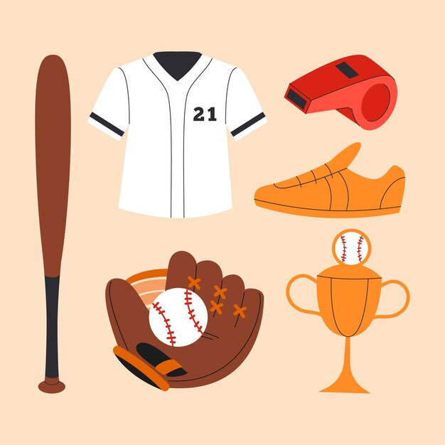 Elemento de béisbol dibujado a mano