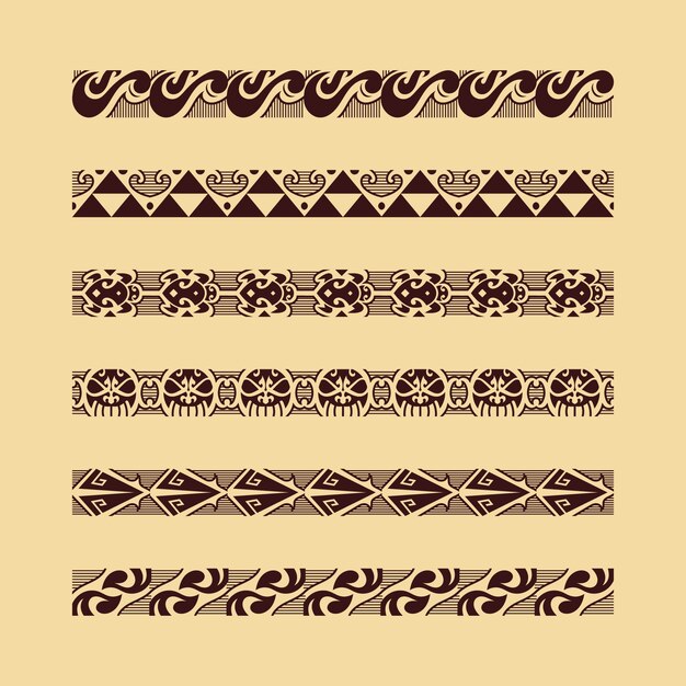 Elemento de borde del tatuaje maorí de diseño plano