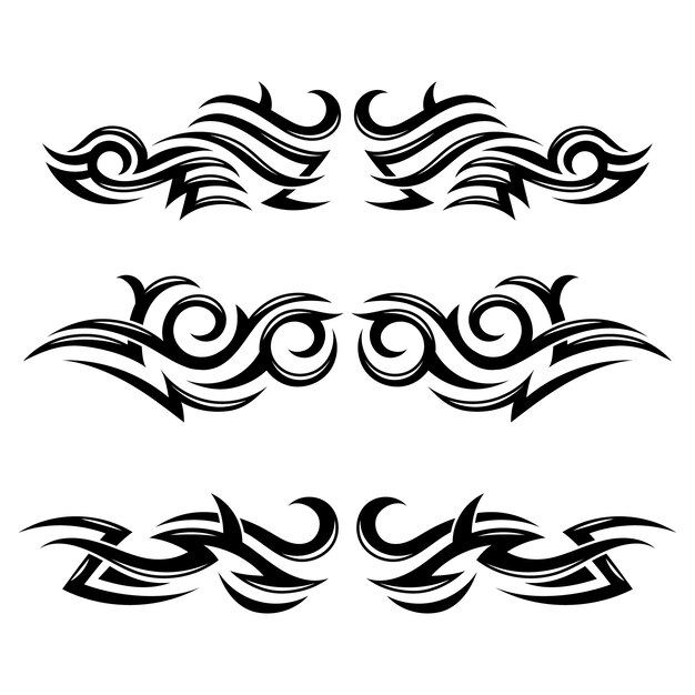Elemento de borde de tatuaje tribal dibujado a mano