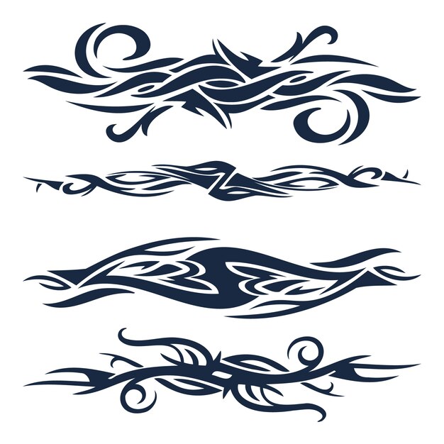 Elemento de borde de tatuaje tribal dibujado a mano