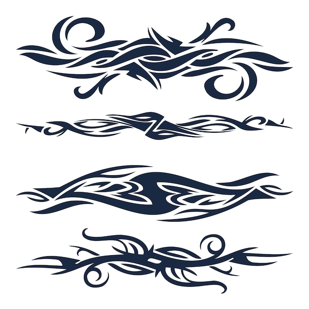 Elemento de borde de tatuaje tribal dibujado a mano