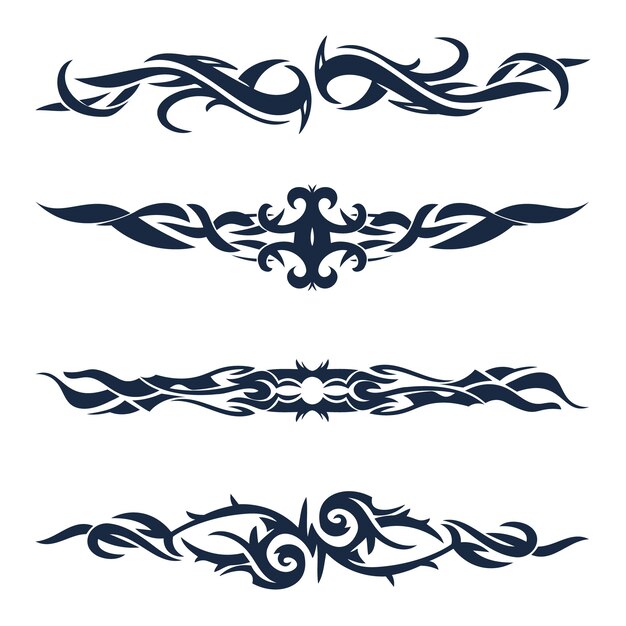 Elemento de borde de tatuaje tribal dibujado a mano