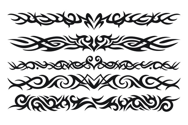 Elemento de borde de tatuaje tribal dibujado a mano