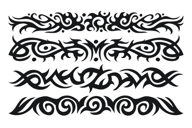 Elemento de borde de tatuaje tribal dibujado a mano