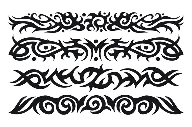 Elemento de borde de tatuaje tribal dibujado a mano