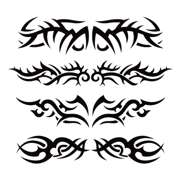 Vector gratuito elemento de borde del tatuaje tribal de diseño plano