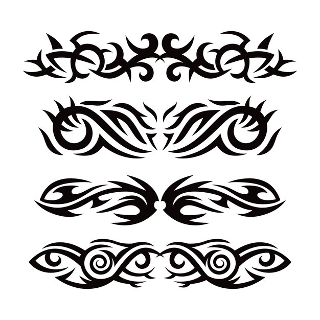 Elemento de borde del tatuaje tribal de diseño plano