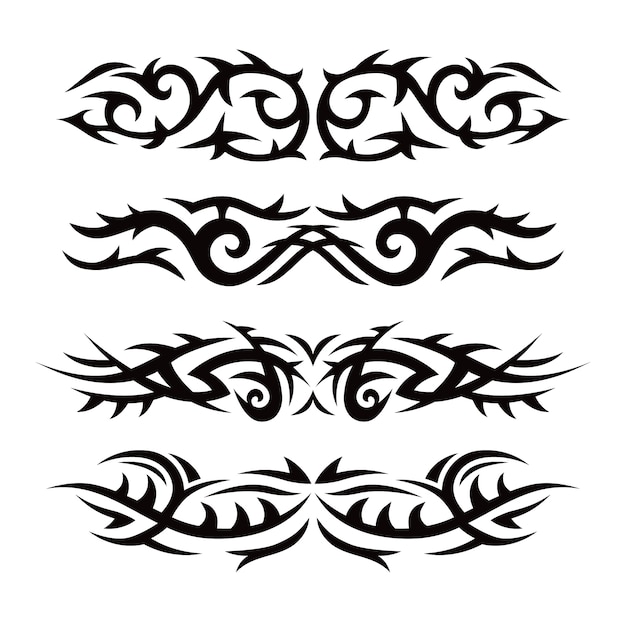 Elemento de borde del tatuaje tribal de diseño plano