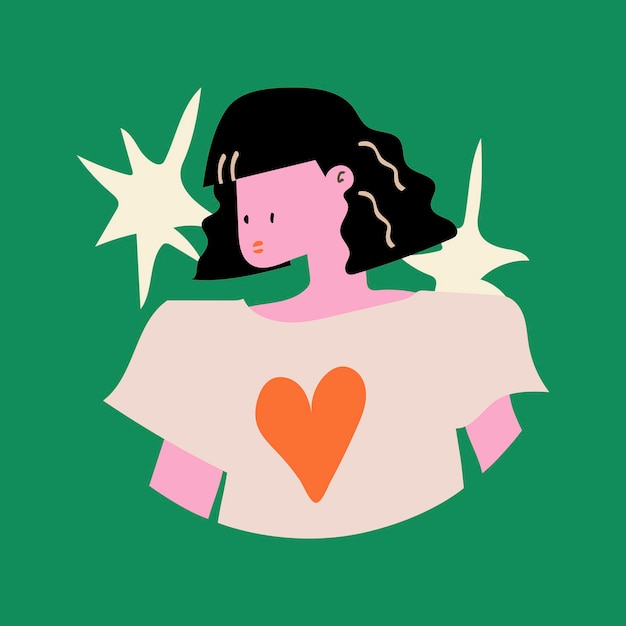 Elemento de collage de personaje de mujer, ilustración femenina retro en vector de diseño colorido