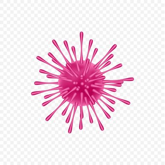 Elemento colorido virus realista. bacterias, gérmenes y bacilos en forma de gripe. laboratorio de ciencias biológicas, objetos de microbiología sobre fondo transparente. ilustración vectorial