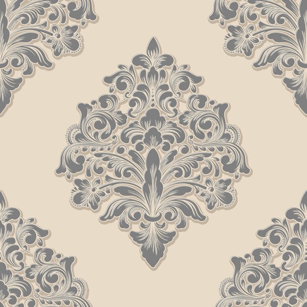 elemento de damasco de patrones sin fisuras. Adorno de damasco antiguo de lujo clásico, textura sin costuras victoriana real para fondos de pantalla, textiles, envoltura. Exquisita plantilla barroca floral.
