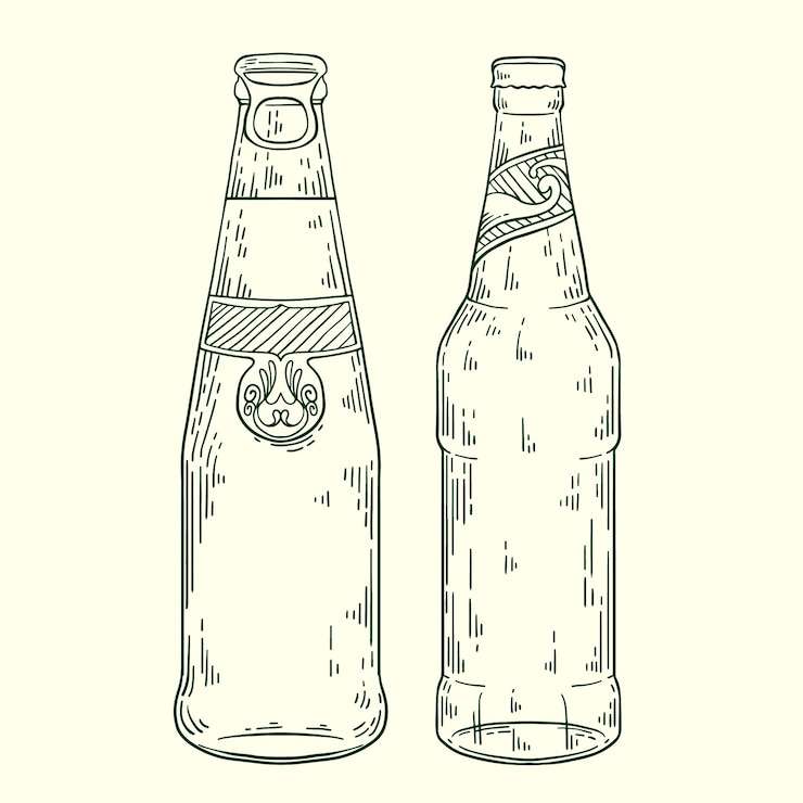 Vector gratuito elemento de dibujo de botella de cerveza dibujada a mano
