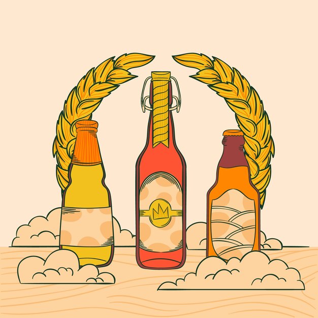 Elemento de dibujo de botella de cerveza dibujada a mano