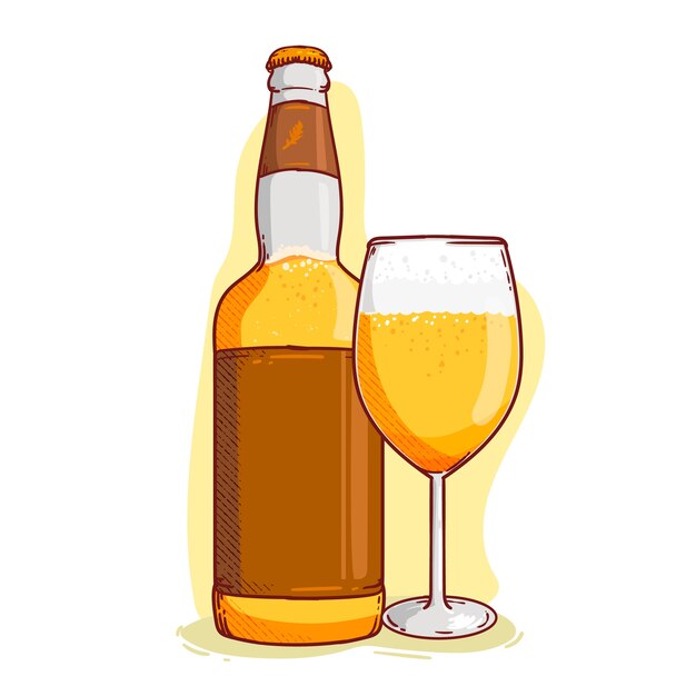 Elemento de dibujo de botella de cerveza dibujado a mano
