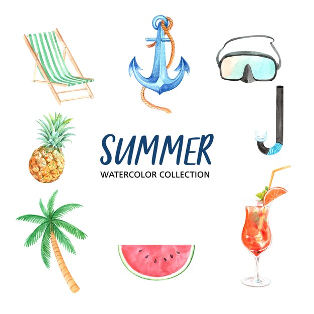 Elemento de diseño con acuarela, ilustración de vector de tema creativo de verano.