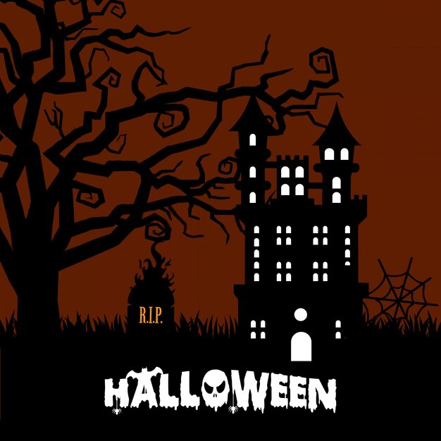 Elemento de diseño creativo feliz Halloween con vector de tipografía