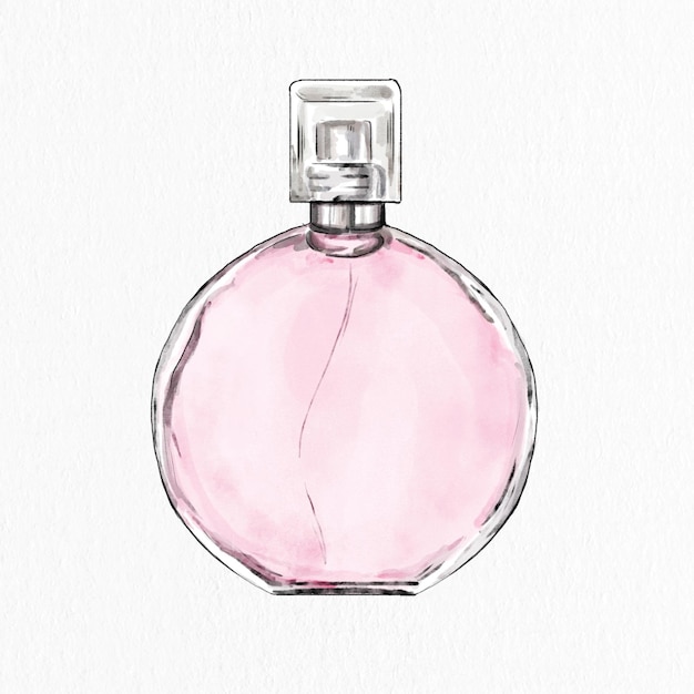 Elemento de diseño dibujado a mano de vector de botella de perfume de mujer