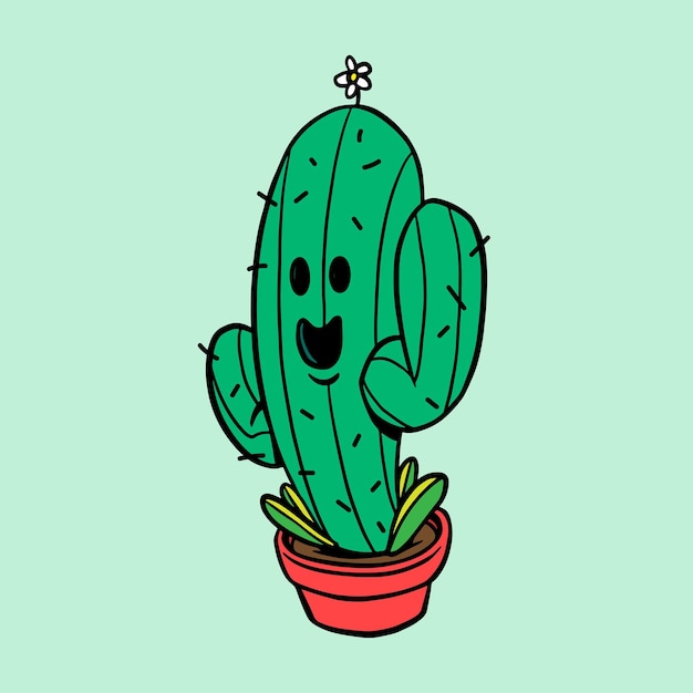 Vector gratuito elemento de diseño de pegatina de cactus saguaro verde