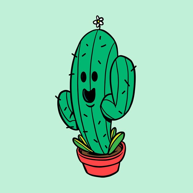 Elemento de diseño de pegatina de cactus saguaro verde