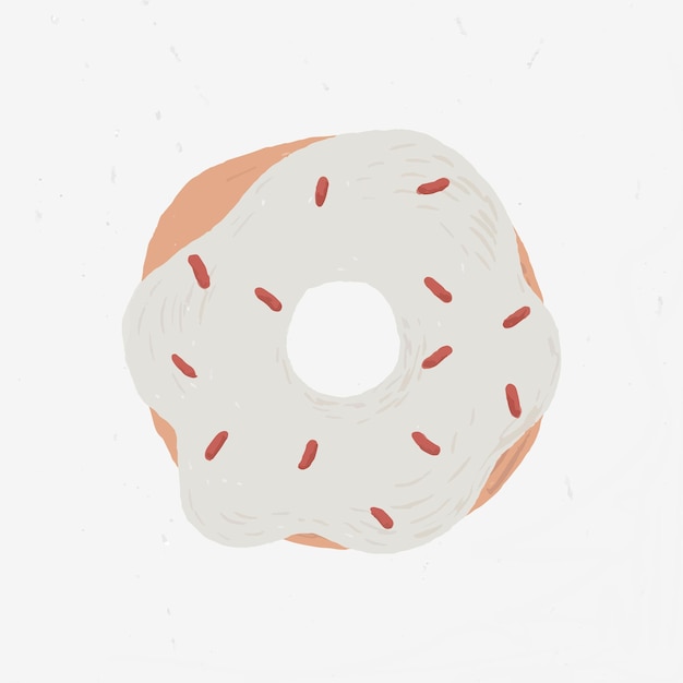 Vector gratuito elemento de donut de espolvorear blanco vector lindo estilo dibujado a mano