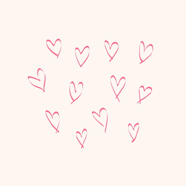 Elemento de doodle de corazones rosados, Ilustración de vector dibujado a mano simple