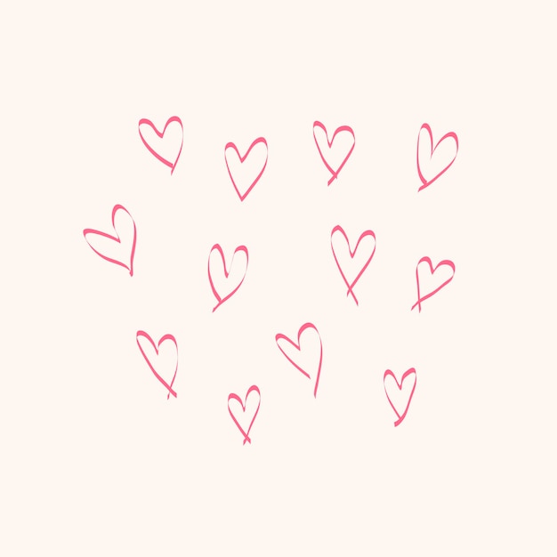 Vector gratuito elemento de doodle de corazones rosados, ilustración de vector dibujado a mano simple