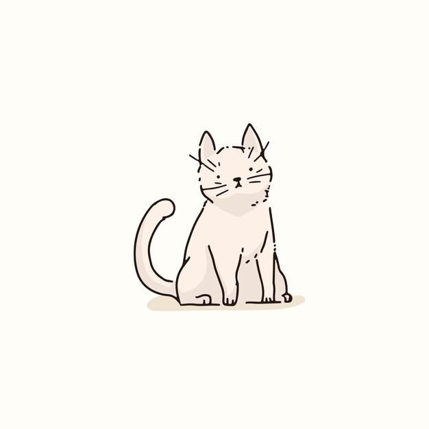 Elemento de doodle de gato blanco