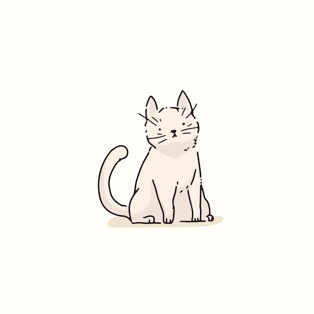 Elemento de doodle de gato blanco