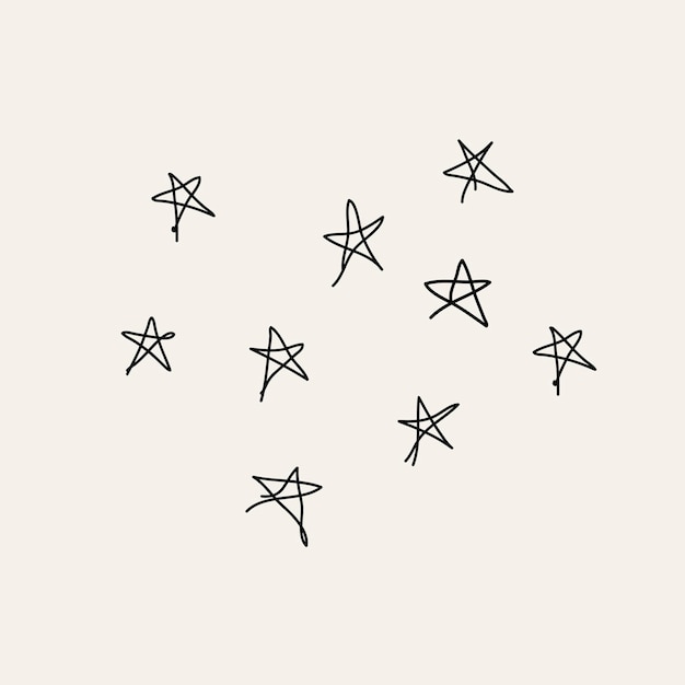 Elemento de doodle de tinta de estrellas, ilustración de vector dibujado a mano mínima