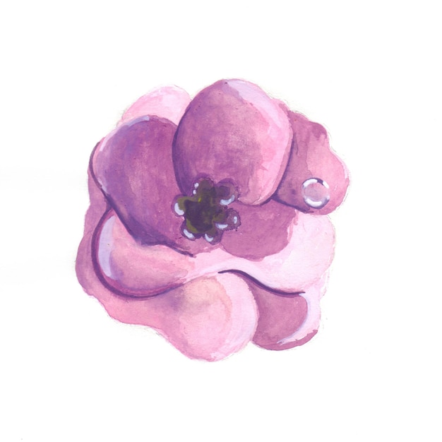 Elemento de flor abstracta Ilustración de fondo de acuarela púrpura Alta resolución Foto gratis