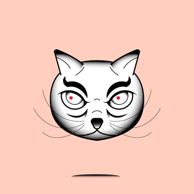 Elemento de gato monstruo japonés Bakeneko en un vector de fondo rosa