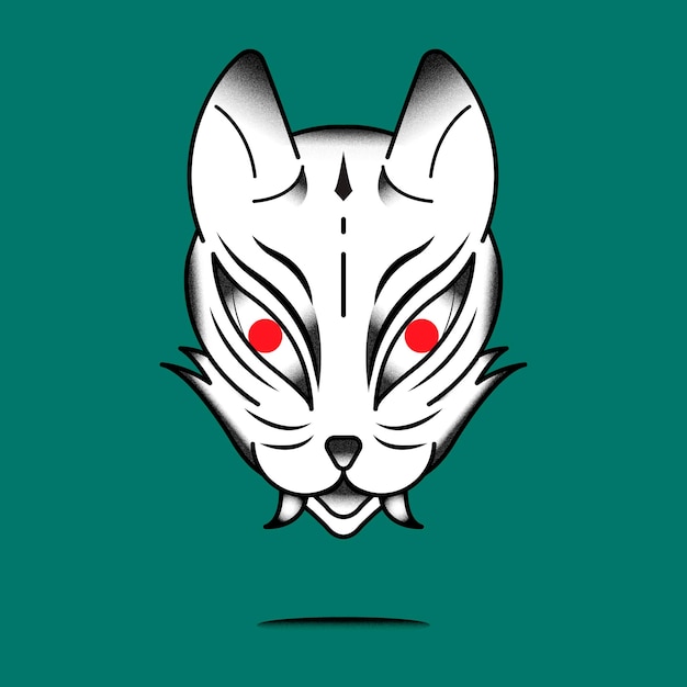 Vector gratuito elemento de gato monstruo japonés bakeneko en un vector de fondo verde