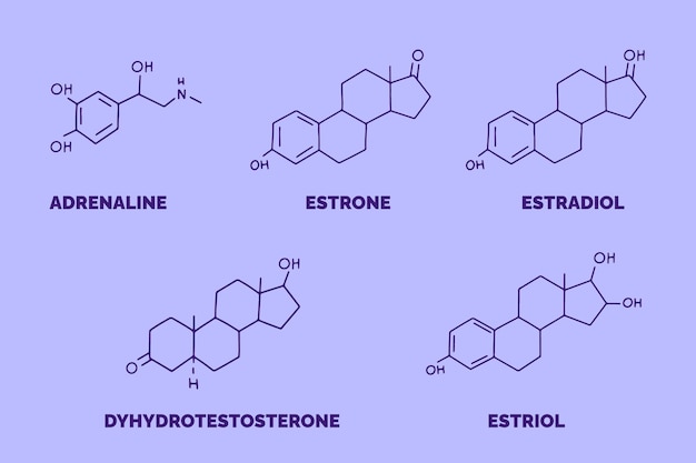 Elemento de hormonas dibujado a mano