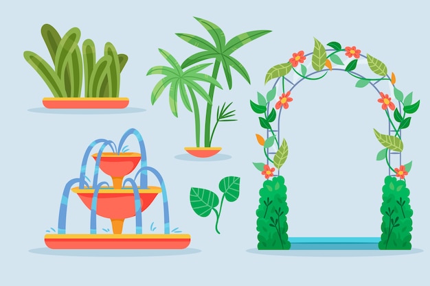 Elemento jardín botánico dibujado a mano