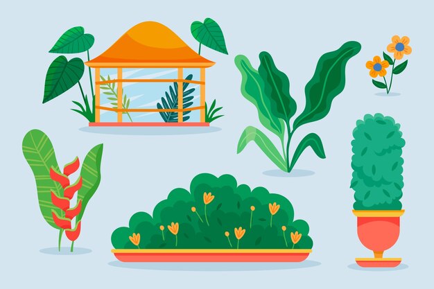 Elemento jardín botánico dibujado a mano