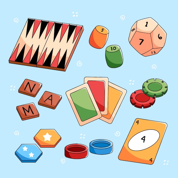 Elemento de juegos de mesa dibujados a mano