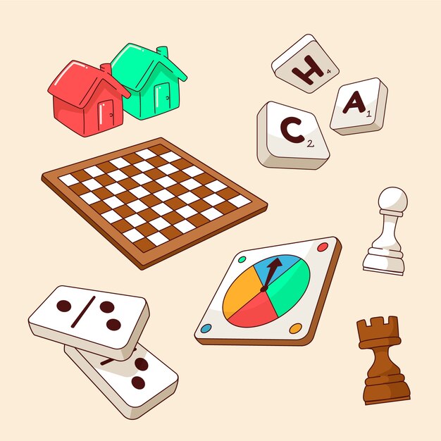 Elemento de juegos de mesa dibujados a mano