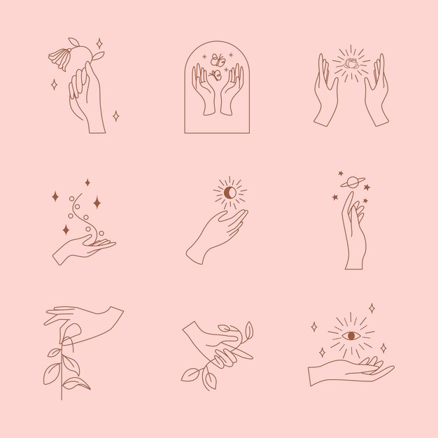 Elemento de logotipo estético mínimo en vector rosa