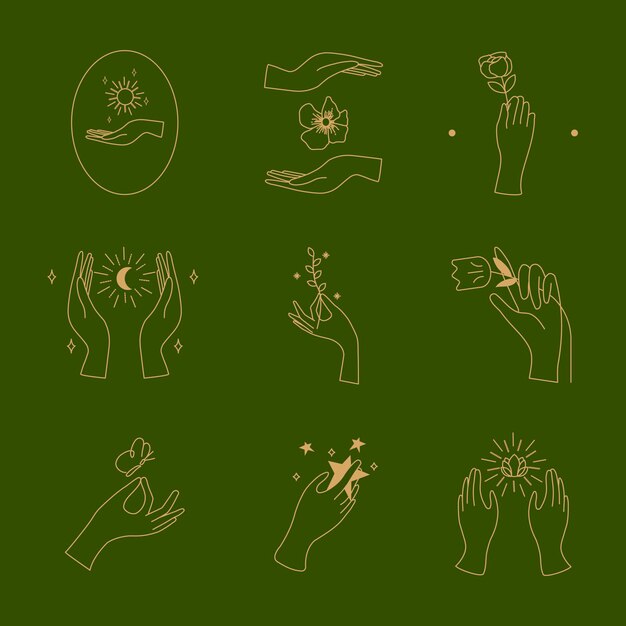 Elemento de logotipo estético mínimo en vector verde
